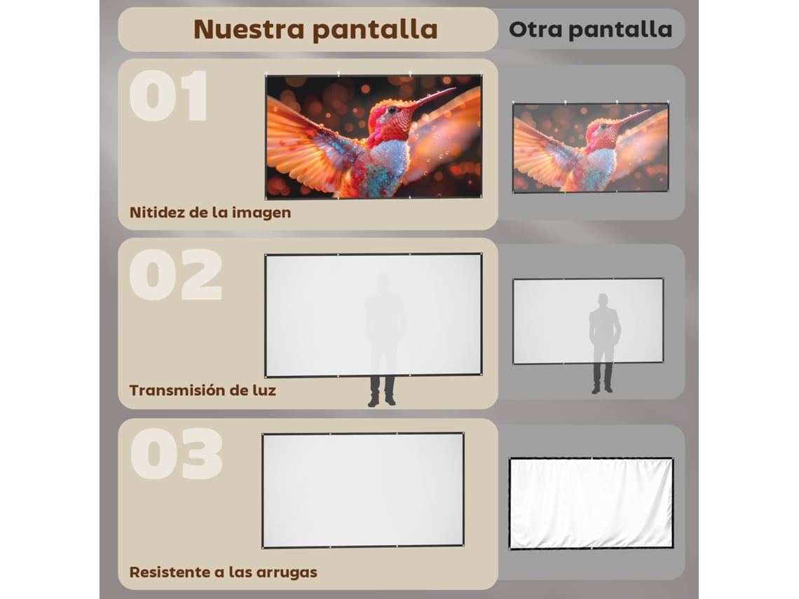 Tela De Projeção Manual 120 Polegadas Formato Hd 4k/8k 16:9 Para Branco Interno E Externo