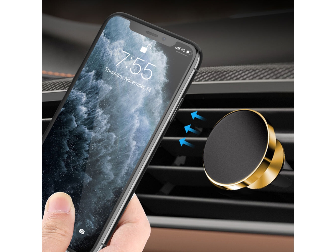 Primeiro Suporte Magnético Universal Para Celular Para Saída De Ar De Carro, Na Cor Tyrant Gold.