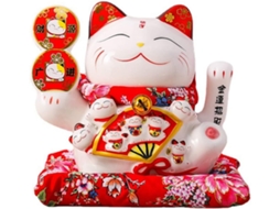Gato Maneki De Cerâmica De 7 Polegadas, Ornamento Feng Shui, Balanço De Gato Da Sorte, C Gokoco