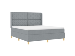Cama Com Estrado E Colchão  Cinza Claro Vidaxl - Tecido (180x200 Cm)