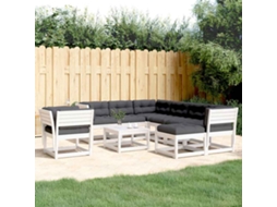 Vidaxl 8 Pcs Conj. Lounge De Jardim C/ Almofadões Pinho Maciço Branco
