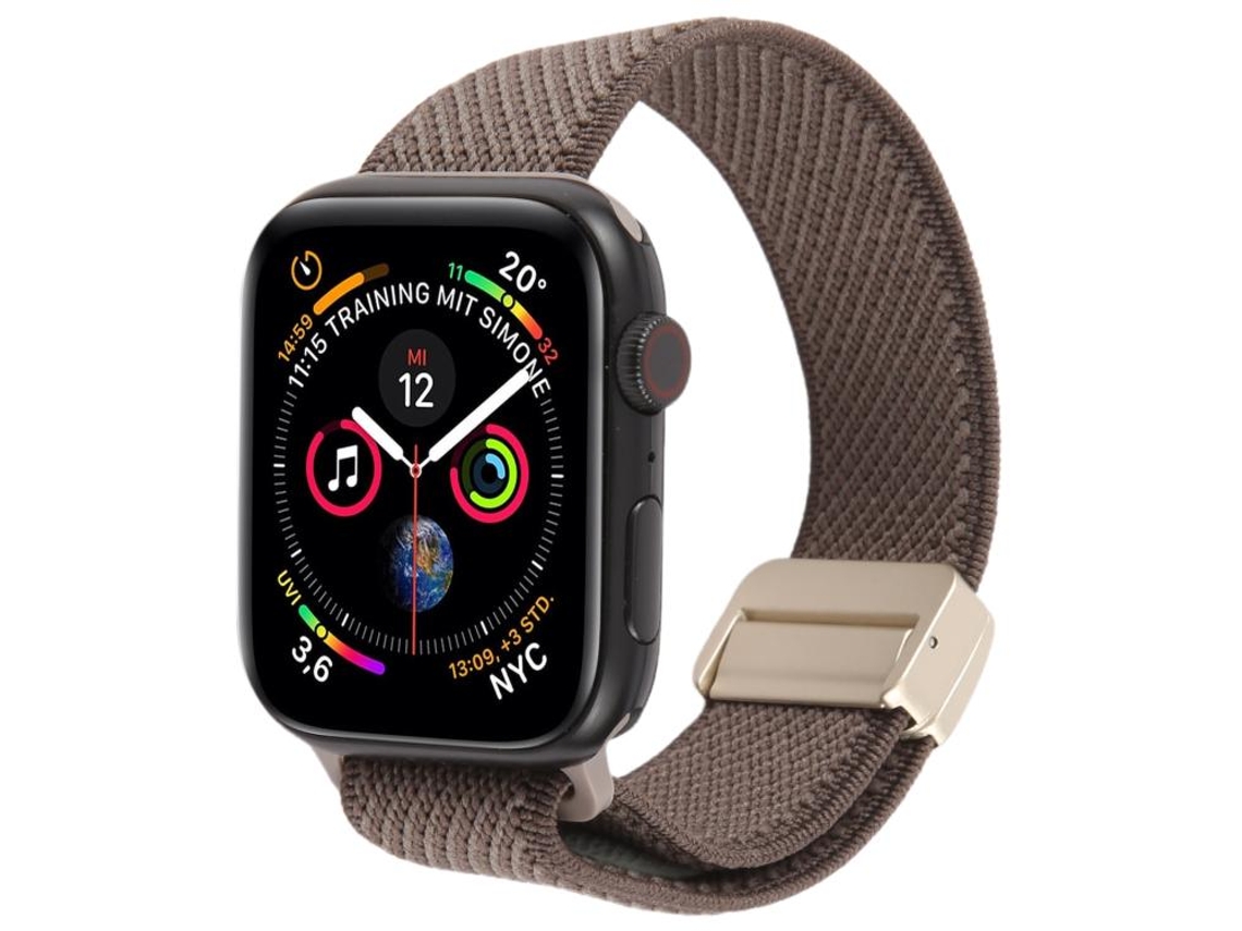 Bracelete para Apple Watch 42/41/40/38mm Nylon Elástico Bicolor com Fivela Magnética Marrom Escuro / Marrom Claro XIAOMOYU