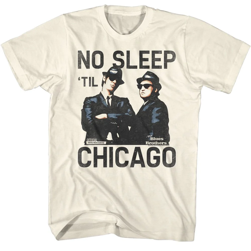 Rockinstone The Blues Brothers Movie No Sleep Solid Natural Adult T-shirt Size:m