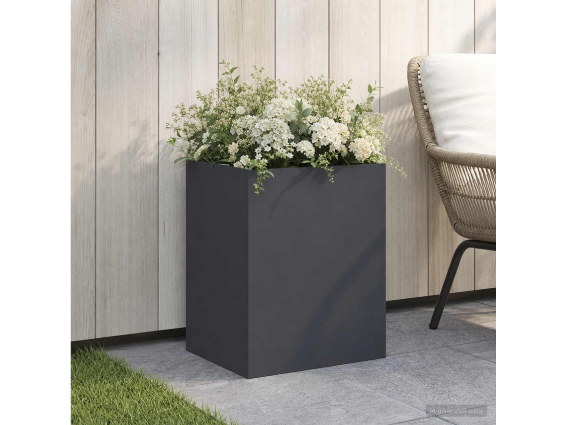 Vidaxl Vaso De Jardim Antracite 40 X 30 X 40 Cm Aço Laminado A Frio