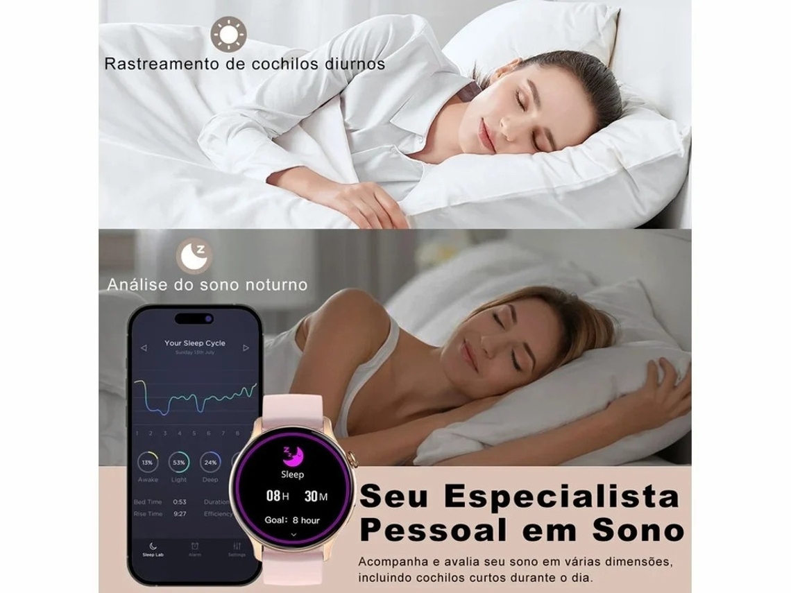 Smartwatch Para Mulheres Com Função De Telefone Bluetooth Call, Ip67 Android Ios Gold Yizhood