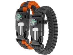 2 Pulseiras de Sobrevivência em Paracord com Bússola e Apito BRILVIBERA