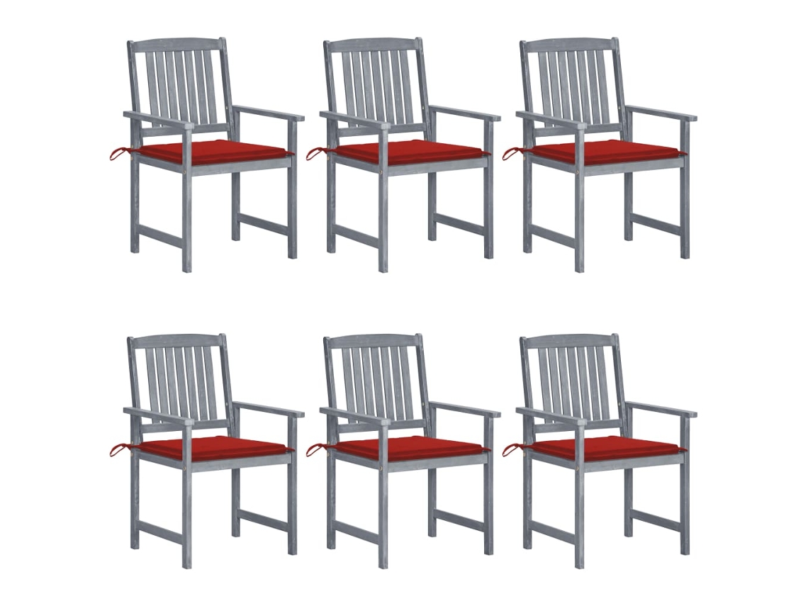 Vidaxl Cadeiras De Jardim C/ Almofadões 6 Pcs Acácia Maciça Cinzento