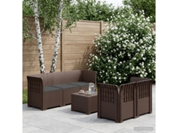 Vidaxl Sofá De Jardim De 5 Pessoas Com Almofadas Visual De Rattan Pp