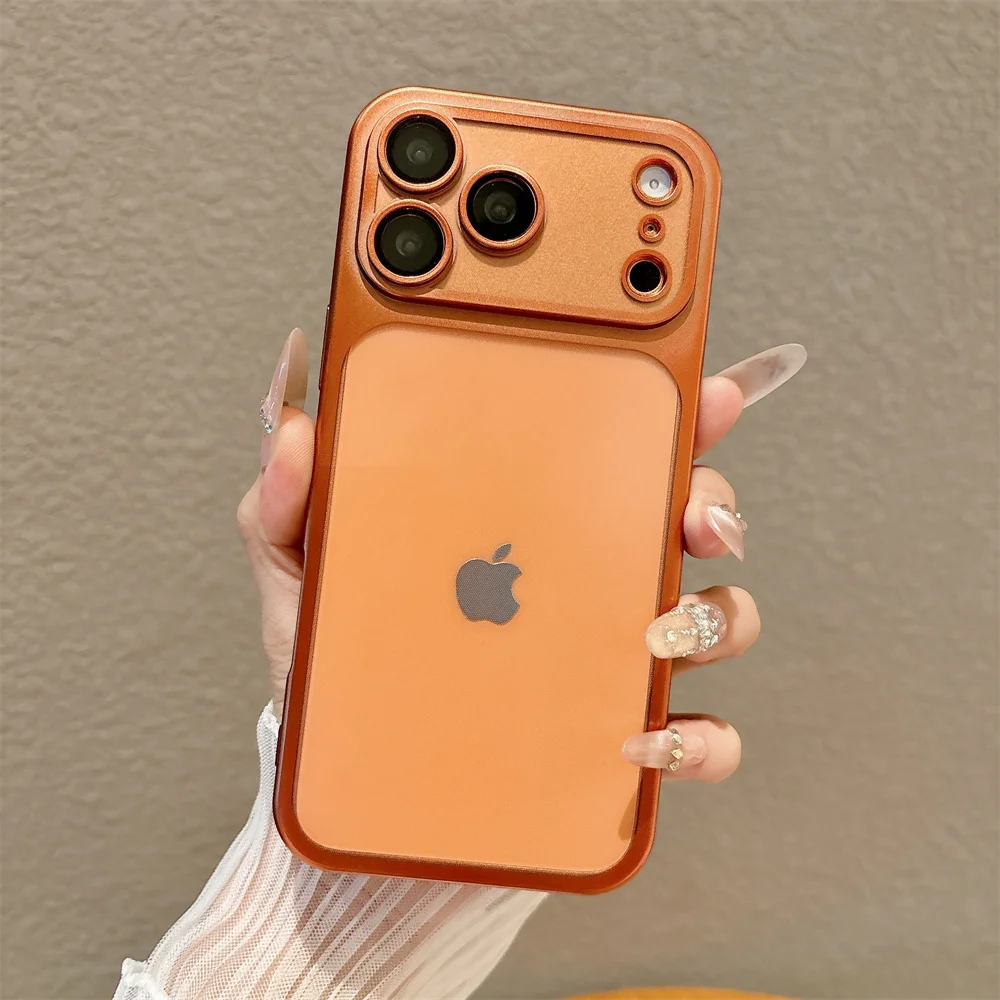 (iphone 15 Pro, Laranja) Capa Fosca Eletroplateada Para Iphone, Feita De Material Tpu Macio E Semitransparente.