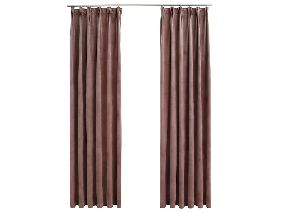 Maison Exclusive - Cortinas Blackout C/ Ganchos 2 Pcs 140x245cm Veludo Rosa Antigo