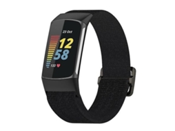 Lurelia Pulseira, Compatível Com Fitbit Charge 5, Preta, Trançada, Nylon Elástico
