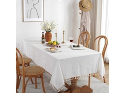 Lurelia Toalha De Mesa Retangular Algodão Linho Bambu Branco Cinza Bege 140x220 55x70.8 Impermeável Lavável Antimanchas Macio