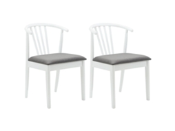 Conjunto 2 Cadeira Vintage Vidaxl Branco Madeira De Seringueira Maciça (51 X 61 X 80,5 Cm)