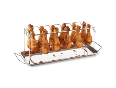 Porta Coxinhas de Frango em Aço Inox para Churrasco BARBECOOK para 12 Coxinhas Multifuncional
