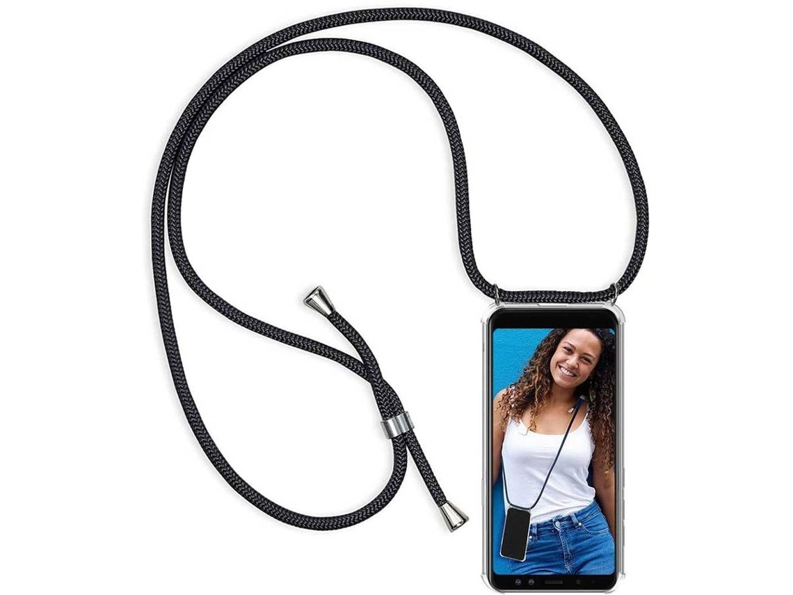 Capa iPhone XR HONGWE. Com corda Transparente, Preto