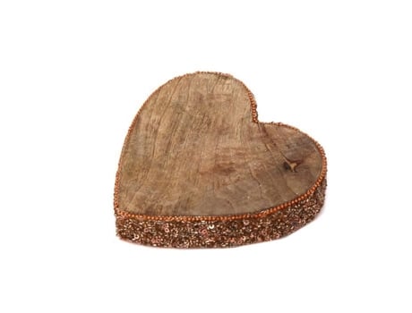 Decoração de Natal em madeira com coração natural - Castanho cobre
