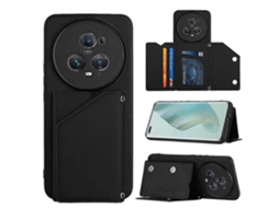 Capa Para Celular Honor Magic5 Pro Com Compartimentos Para Cartões, Feita Em Pu + Tpu + Pc Com Toque Aveludado E Textura De Pc.