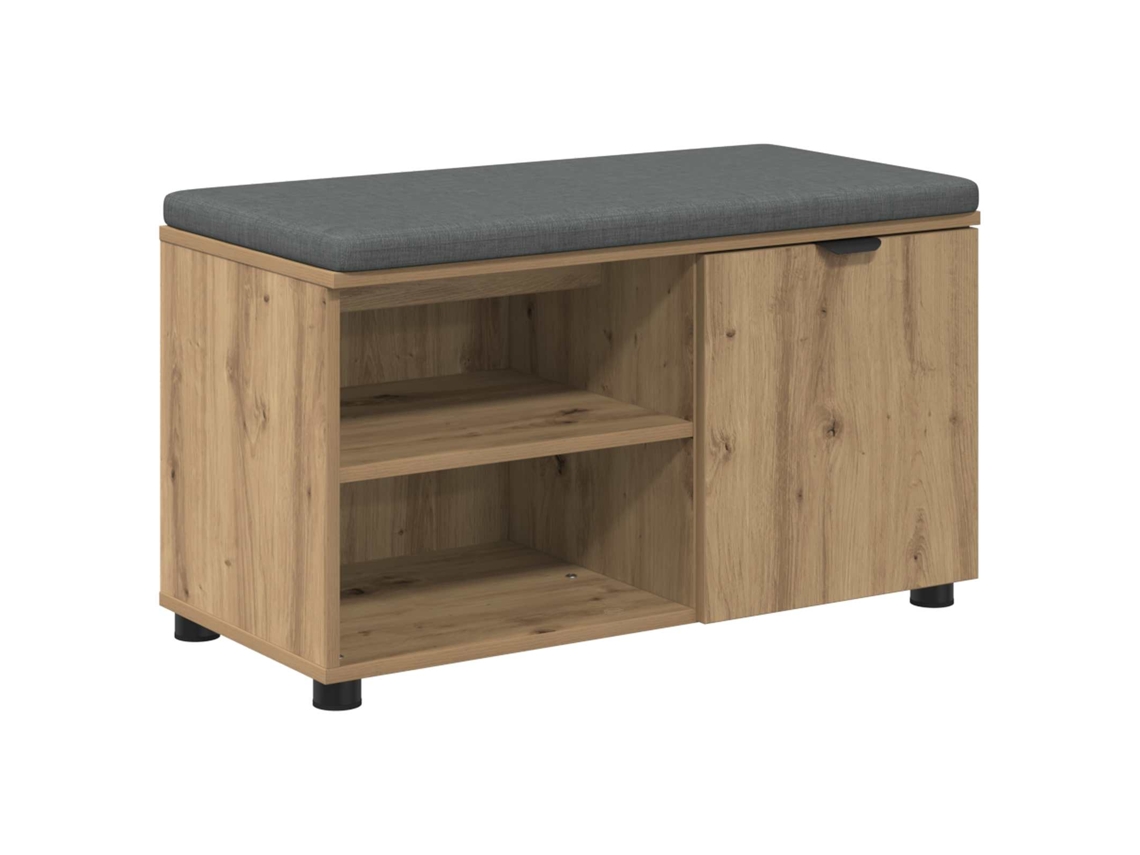 Banco de Hall com Almofada Carvalho Artesanal 80x38x46 cm