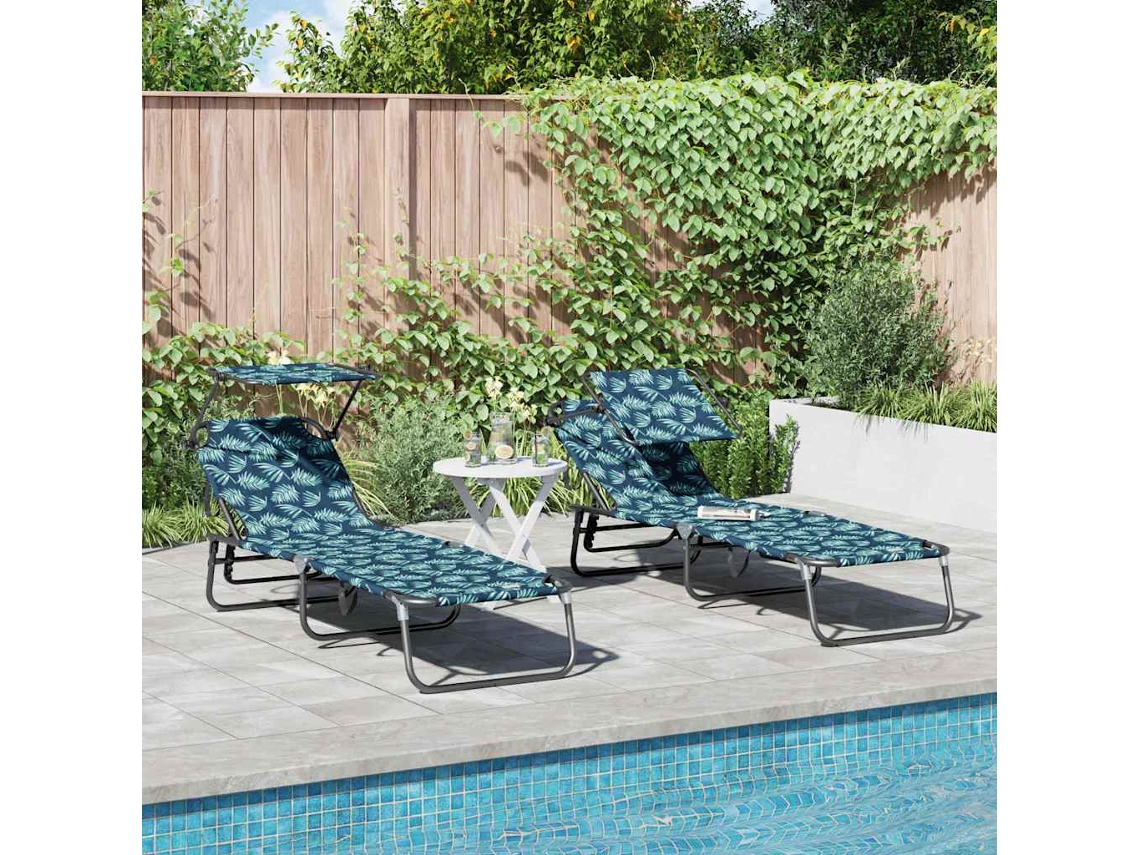 Vidaxl Espreguiçadeira Dobrável 2 Pcs Multicolor 190 X 57 X 81 Cm