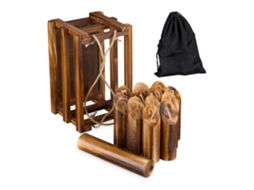 Relaxdays Kubb Jogo Viking, Jogo De Lançar Finlandês, Madeira, Com Números, Adultos E Crianças, Com Caixa, Marrom