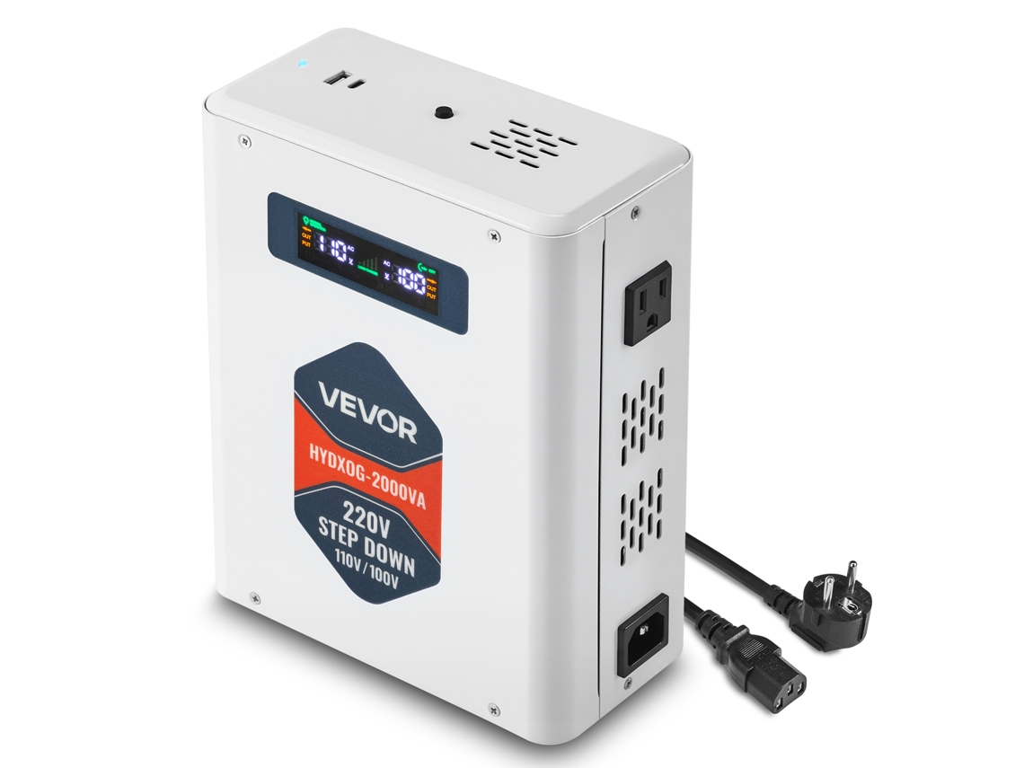 Conversor Redutor De Tensão 2000 Va 220 A 110 V Saída Usb Branco Vevor