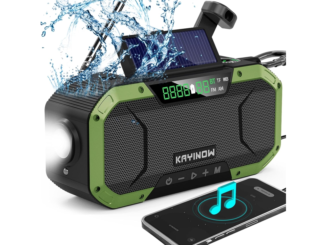 Rádio De Emergência Solar Com Manivela E Alto Falante Bluetooth À Prova Dágua Zeuxo