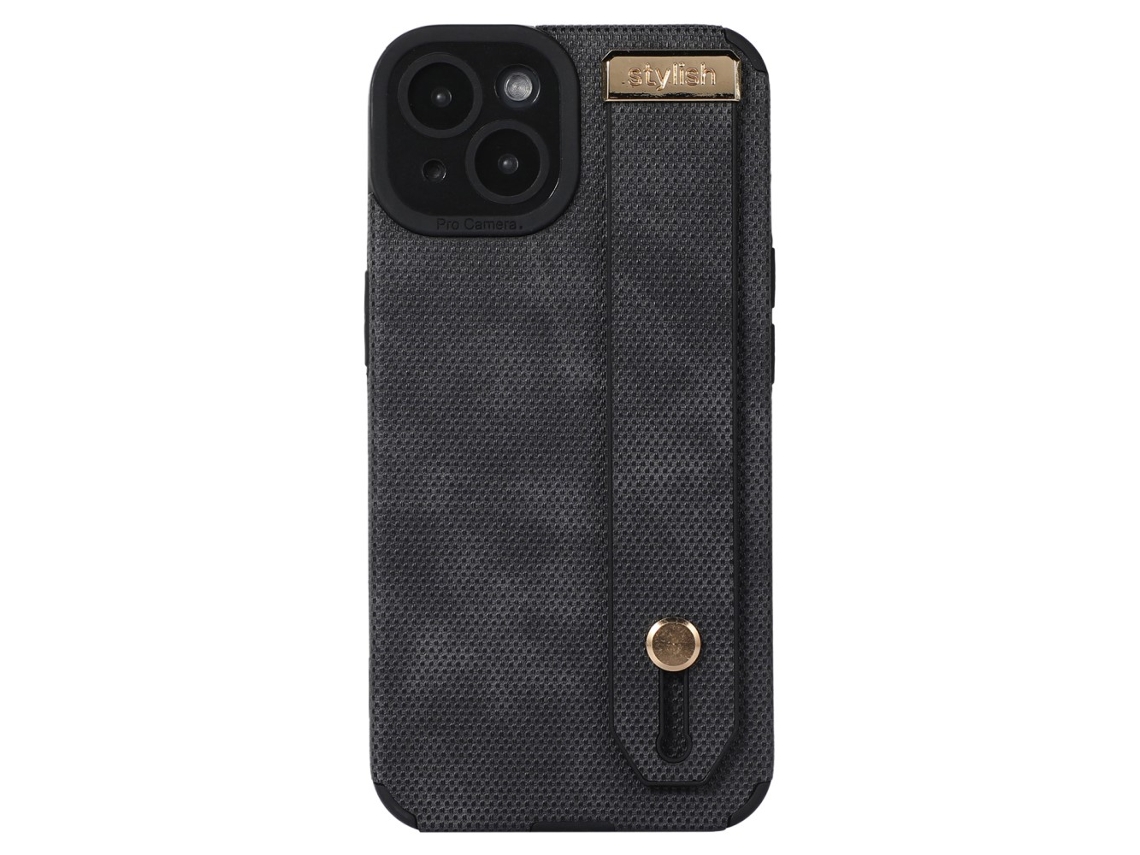 Suporte Casa Para Iphone 14 Plus Pele Sintética Preto