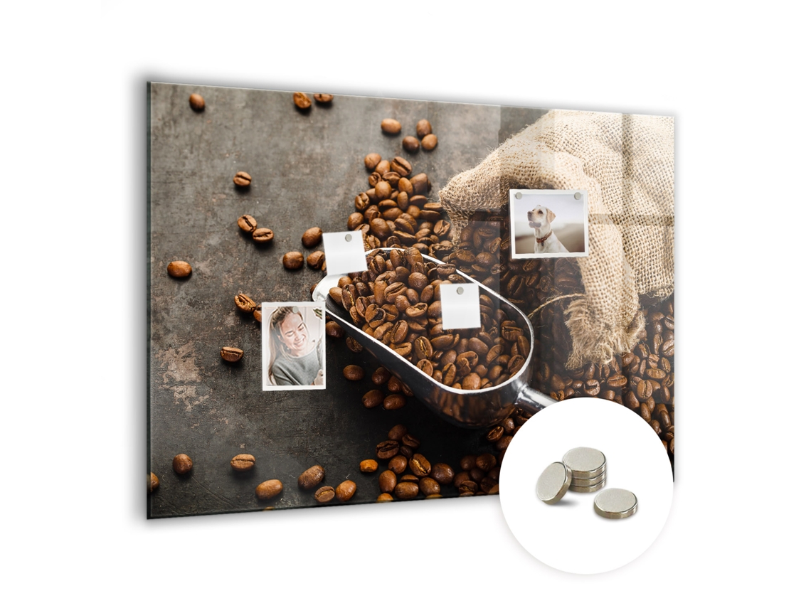 Quadro De Vidro Magnético Pacote De Café Fresco Para A Sala De Estar Espelharte (100x70 Cm)