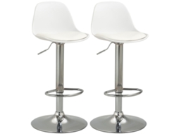 Conjunto de 2 bancos de bar ajustáveis, com encosto e apoio de pés, 104cm, branco S/MARCA