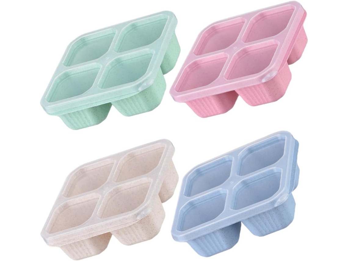 Conjunto De 4 Recipientes Bento Com Compartimentos E Canudo