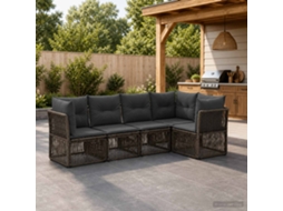 Vidaxl Conjunto De Sofá De Jardim 5 Unid. Cinzento Vime Pe