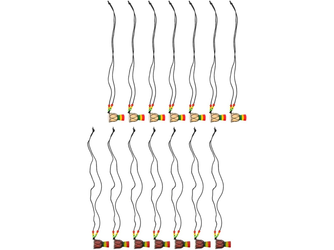 Colar Criativo Com Tambores Africanos Em Madeira E Couro, 14 Peças, Elegante Adorno Para O Pescoço Para Festas.