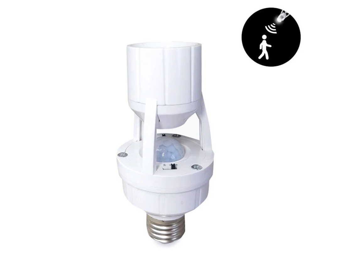 Adaptador Para Lâmpada E27 Com Sensor De Presença Pir E Tomada Para Interruptor De Luz.