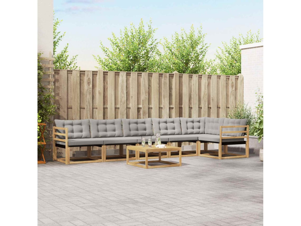 Vidaxl Conjunto De Sofás Para Exterior 7 Pcs Branco E Cinzento-claro