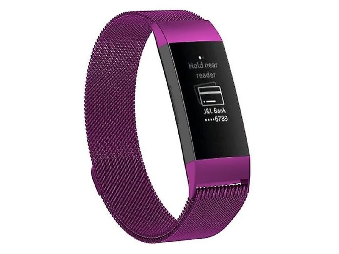 Pulseira De Relógio Lurelia Magnética Em Aço Inoxidável Fitbit Charge 3 Roxo Escuro