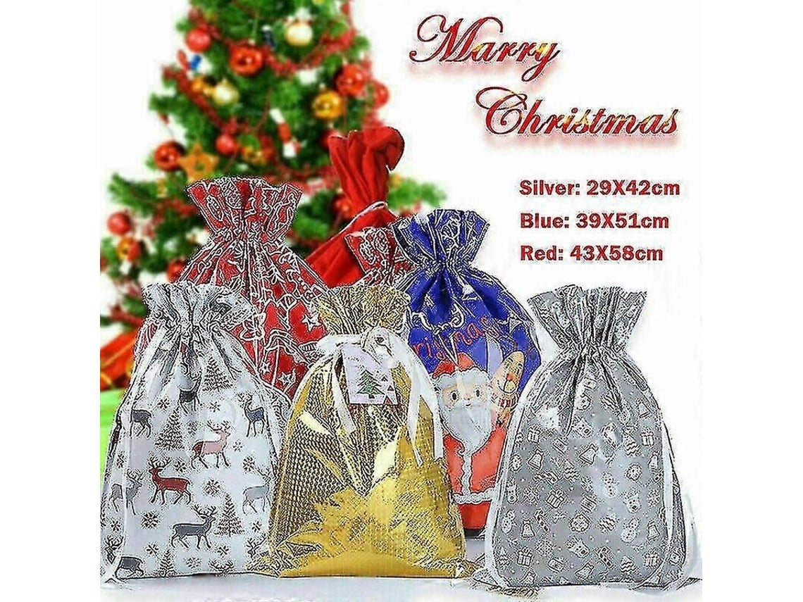 Sacos De Presente De Natal Reutilizáveis, Opp Aluminizado Pet Cpp, Grandes, Para Doces E Presentes Pequenos