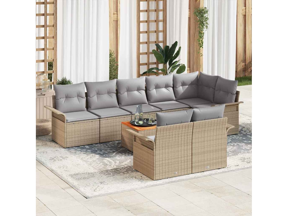 Vidaxl Conjunto De Sofá De Jardim 9 Unid. 8-número De Lugares