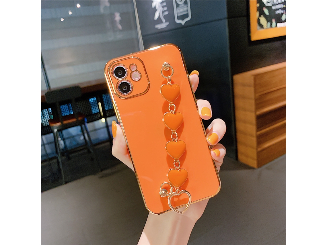 Capa de Telefone EOOCOO para Eletroplatada 6D, Laranja Vibrante