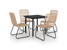 Dining Set, Dining Sets Vidaxl Marrom Rattan / Vime (mesa Com 80 Cm De Comprimento)