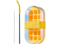 Balde de gelo de 750 ml, adequado para café, sucos e bebidas, com tampa e recipiente Slowmoose (amarelo)