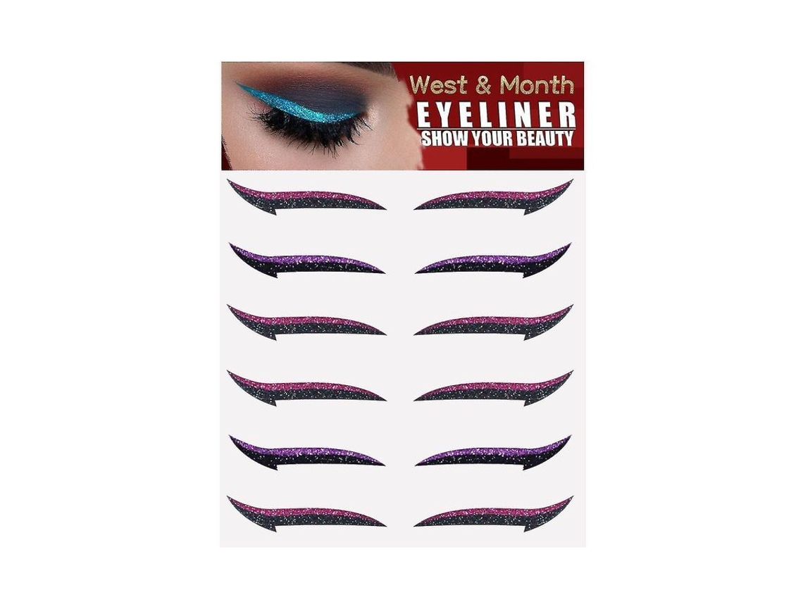 Adesivo de Eyeliner Autoadesivo Adesivo de Pálpebra Dupla Maquiagem de Cena Roxo + Rosa 6 Pares