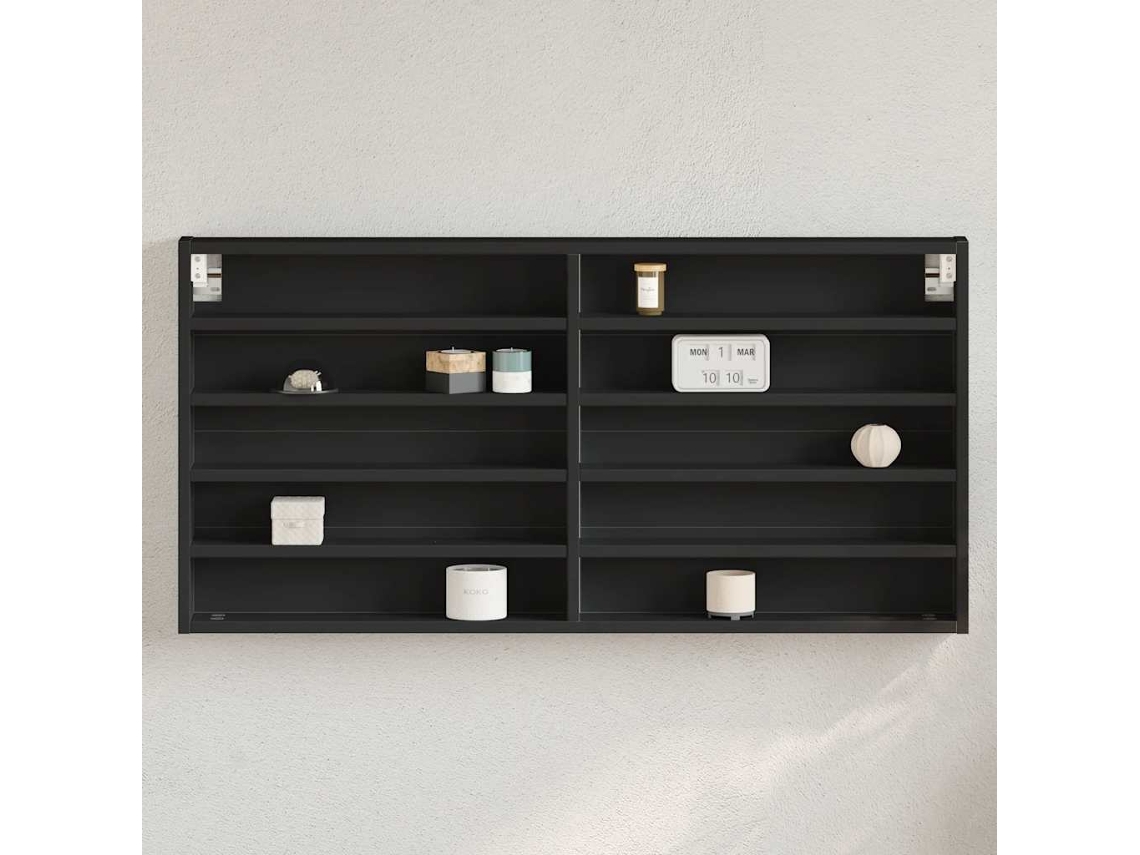 Vidaxl Armário Vitrine 100x8,5x50 Cm Derivados De Madeira Preto