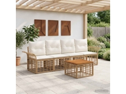 Vidaxl Conjunto De Sofás Para Exterior 5 Unid. Natural E Branco Creme
