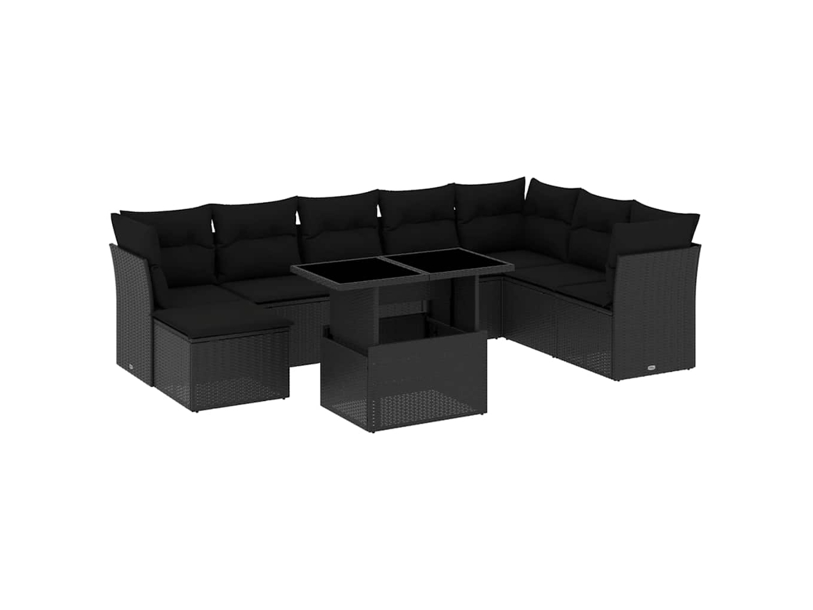 Garden Sofa Set, Garden Sofa Sets Vidaxl Preto Rattan / Vime (n/a)