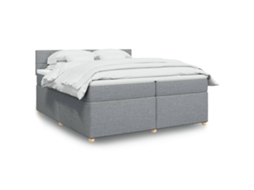 Vidaxl Cama Com Molas/colchão 200x200 Cm Tecido Cinza-claro