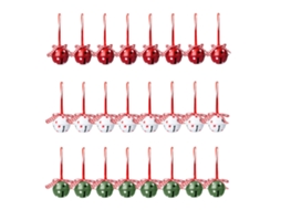 Laxiscreed Pack De 24 Ornamentos Natalícios Em Campainha Vermelha, Verde E Branca Para Decoração Festiva