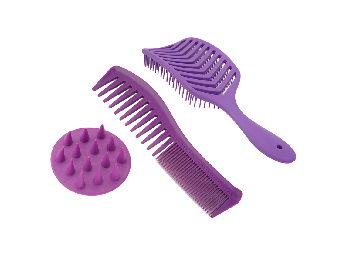 Kit De 3 Pentes E Pentes De Cabelo: Pentear, Modelar, Escovar Shampoo, Pente Oco, Dentes Duplos, Antiestático, Para Cabelo Molhado E Seco
