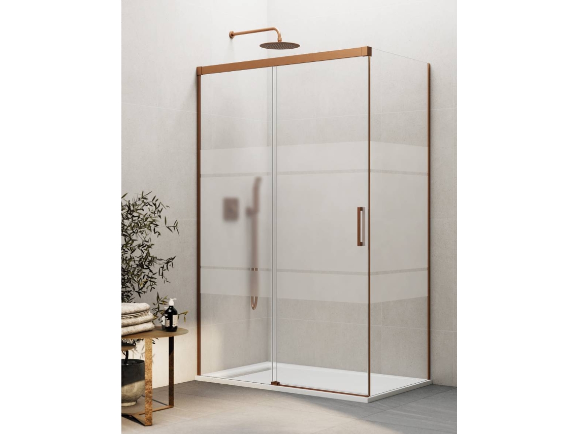 Cabine de Duche Thalassa 1+1 com Painel Lateral Fixo 120x75 Cm Cobre Vidro Serigrafado DUCHA.ES (basic)