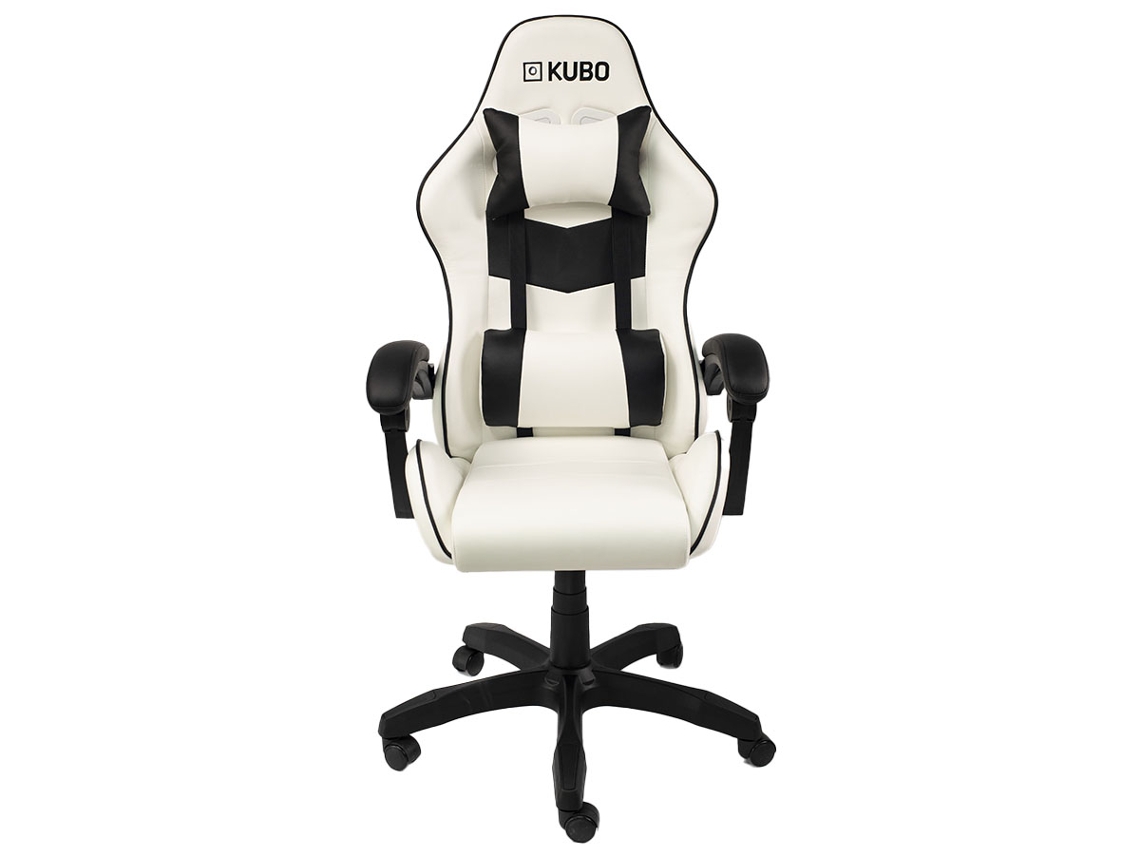 CADEIRA GAMING KUBO BRANCA E PRETA (Até 130 kg - Elevador a Gás Classe 3)