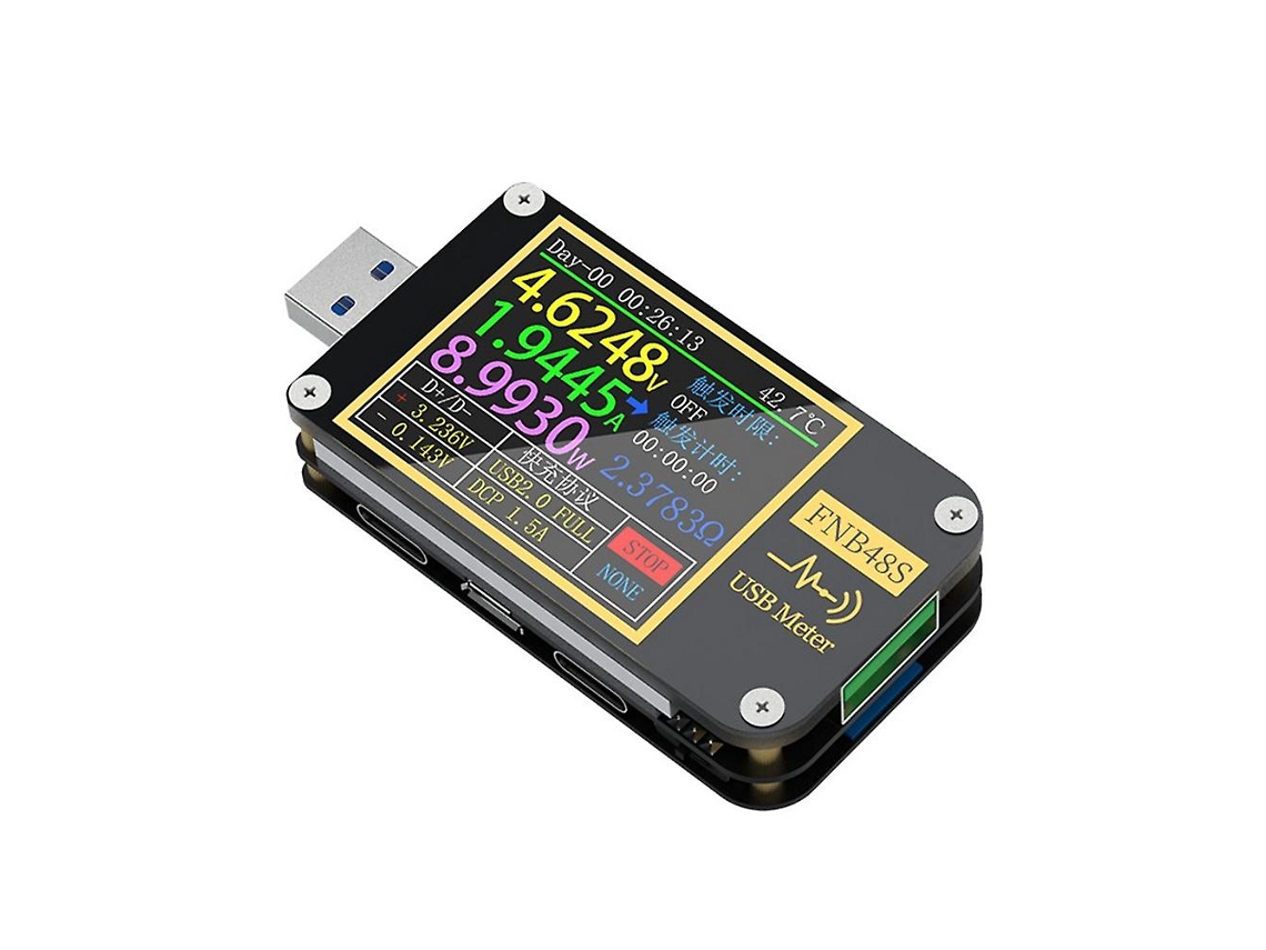 Tester De Voltaje Y Corriente Usb Fnb48s Analizador De Potencia Monitor De Carga Herramienta De Prueba Negro